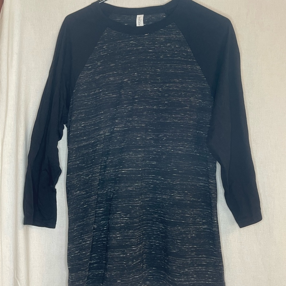 Bella+Canvas Black and Gray Raglan Sleeve Shirt